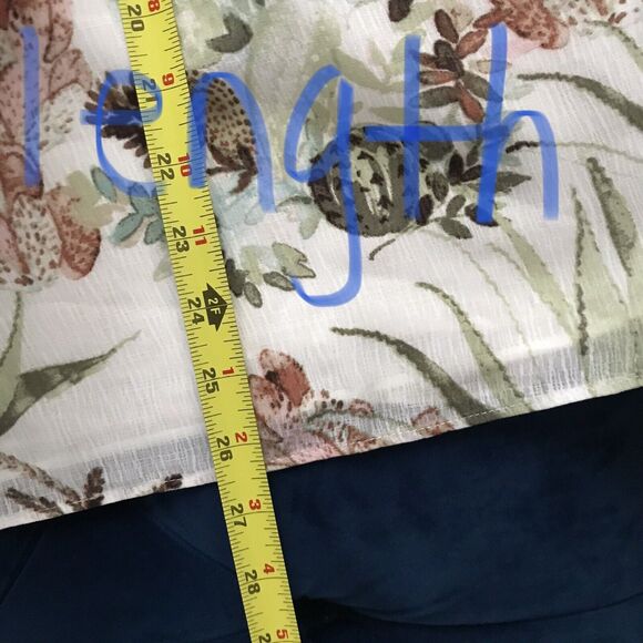 Chicos Ivory Floral Crinkled Boho Gypsy Tunic Top Long Sleeve Blouse NWOT - L - Picture 7 of 9